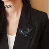 Versatile Brooch Pin Women Sparkling Rhinestones Imitation Pearls Decor Whale