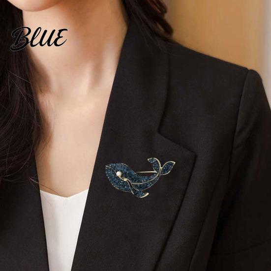 Versatile Brooch Pin Women Sparkling Rhinestones Imitation Pearls Decor Whale