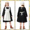 HarnyLoom Britisch-Stil Dienstmädchen Kostüm für Kinder, Halloween Cosplay, Langarmkleid für Mädchen, Niedliches Lolita Kostüm, Perfekt für Halloween-Partys,