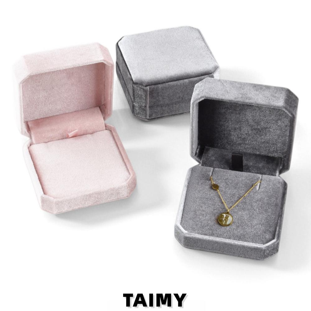 Custom Logo Velvet Octagonal Flip Top Necklace Box Mobile Necklace Holder Engagement Wedding Jewelry Display Packaging Gift Box