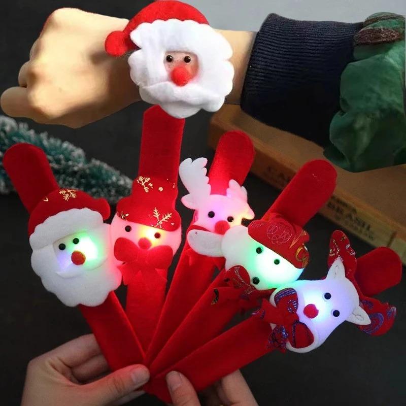 Christmas Clapping Bracelets for Women Men LED Flashing Papa Circles Bracelet Snowman Reindeer Bear Christmas Decor kids Gifts