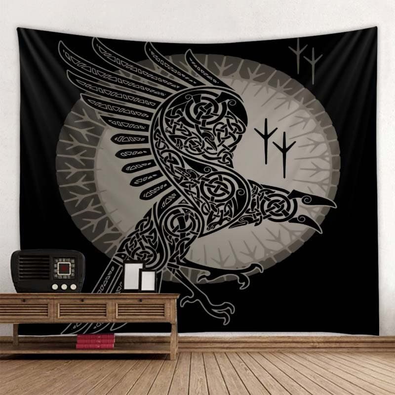 Tapestry Viking Raven Ancient Norse Rune 75x100