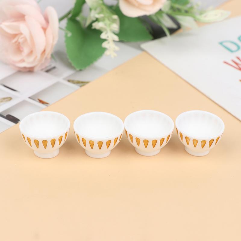 4Pcs Miniature Bowl Dish Round 1/12 Scale Doll House Kitchen Dinning Accessory