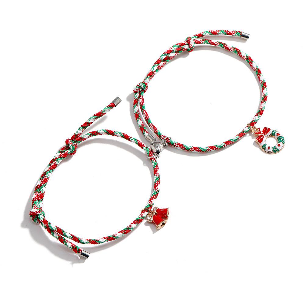Christmas Jewelry Santa Love Magnet Attract Couple Adjustable Bracelet