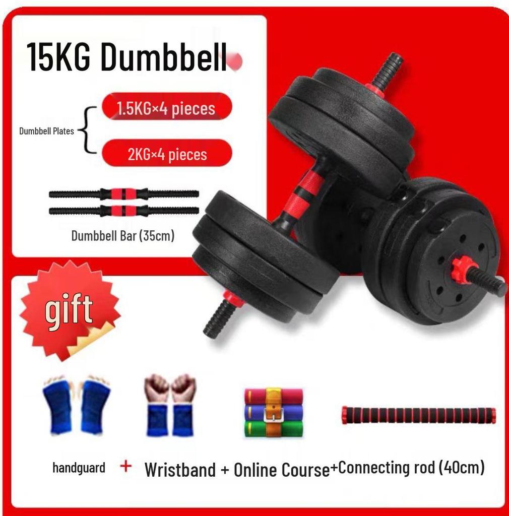 Unisex Adjustable Rubber Dumbbells 10-40kg Set with Protective Gear & Online Fitness Courses for Home