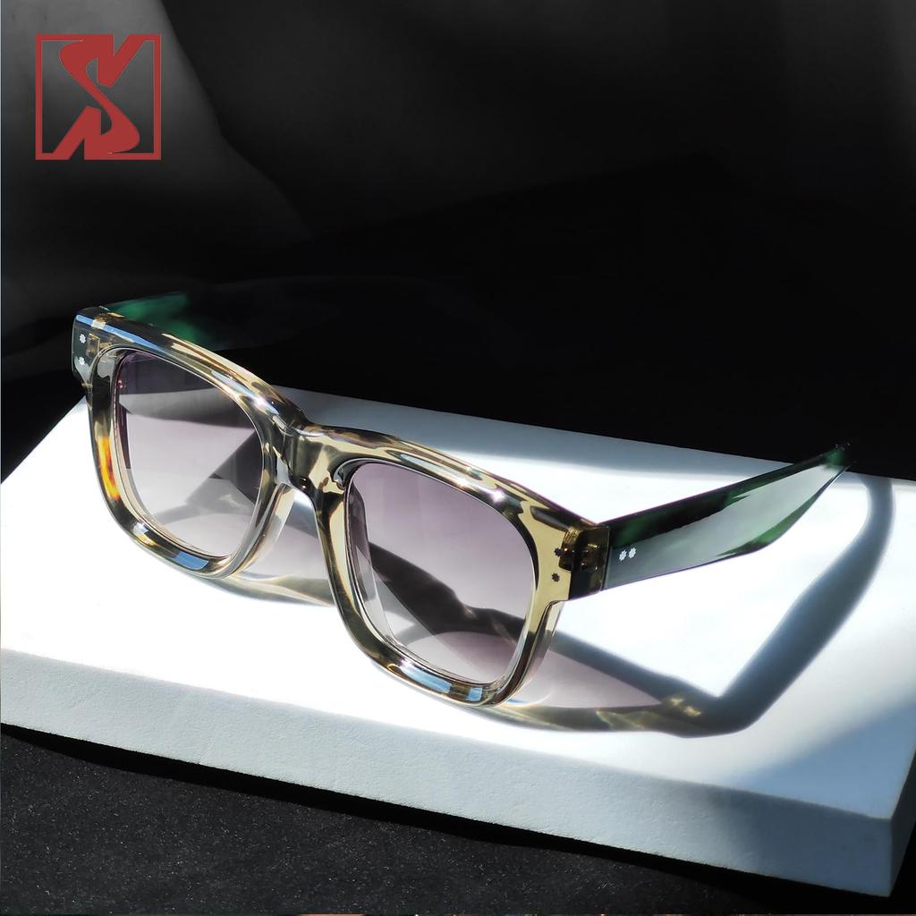 Retro Thick Square Sunglasses for Men and Trendy Rectangular Turtle Black Frame 70s 80s Eyewear [SHEEN KELLY] Women, Shades,
