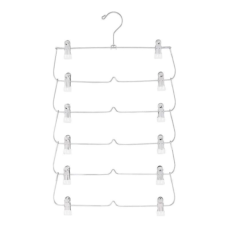 6-Tier Skirt Hangers with Clips Pant Space Saving Multiple In One Clothes with Clip Multiple Pants Hanger for Closet