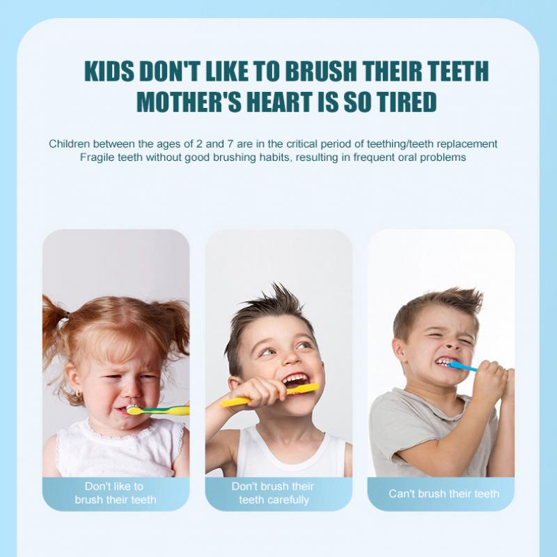 Spazzolino elettrico a forma di U per bambini, 360 gradi, spazzolino da denti intelligente in silicone per bambini, spazzolino da denti automatico ricaricabile