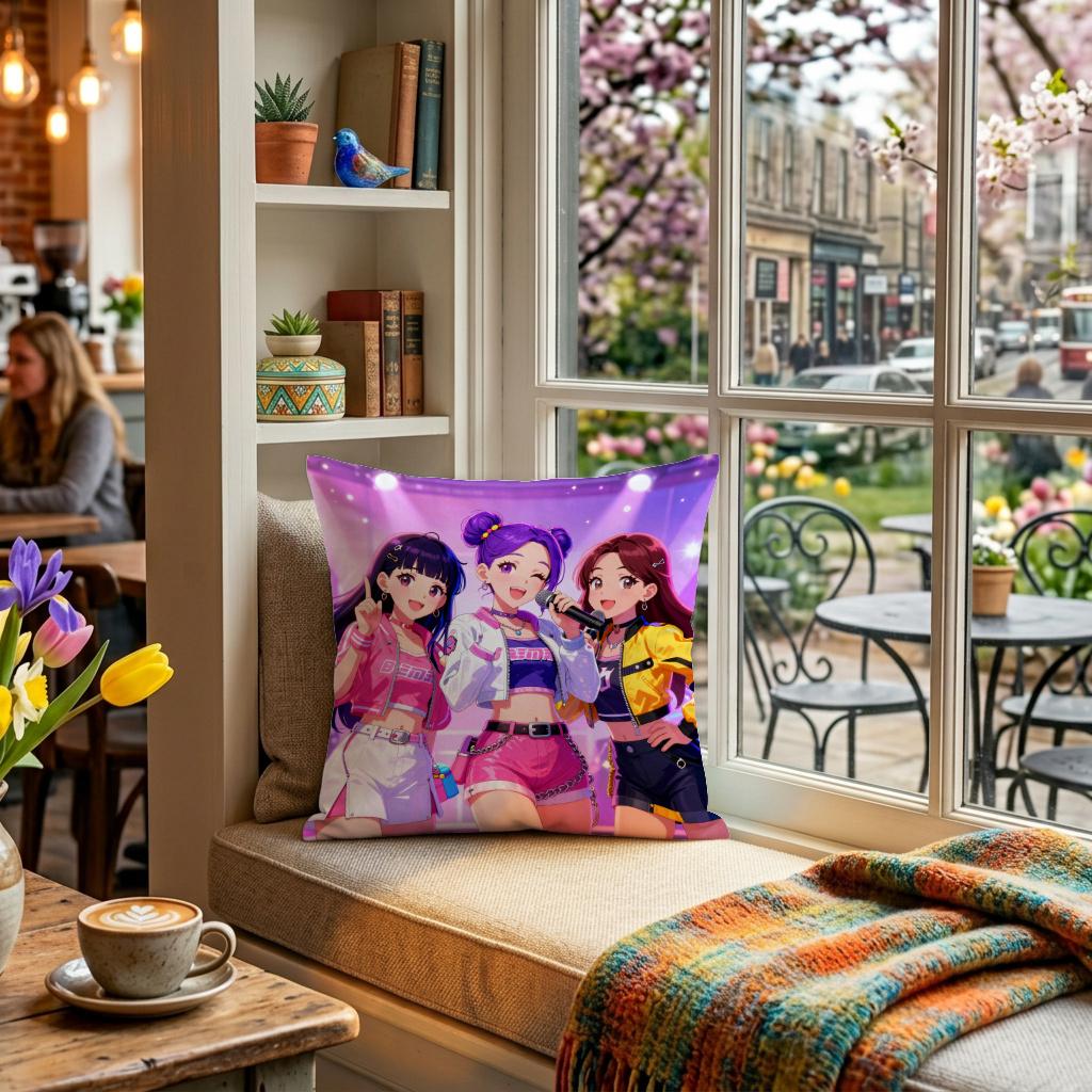 1Pc Stylish Idol Theme Printed Pillowcase, Zippered Cushion Cover, Machine Washable, Ideal For Home & Office Napping Decor