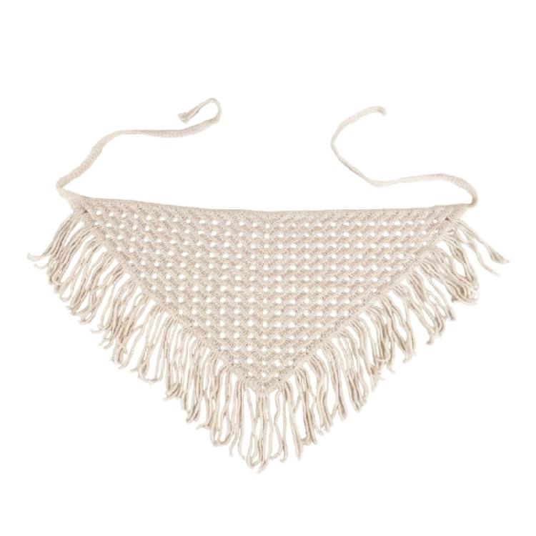 Multipurpose Crochet Triangled Scarf With Polyester Trim Stylish Layered Neck Wrap For Daily Outdoor Use