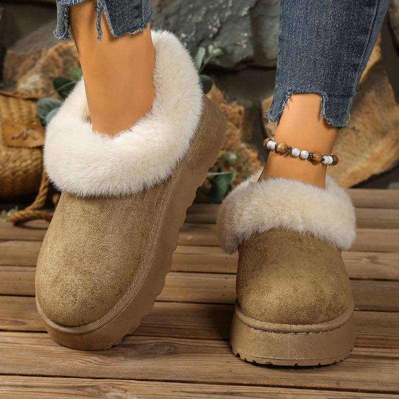 Mao Mao snow boots women's winter new thick-soled short tube thickened one-pedal lazy large-size cotton boots