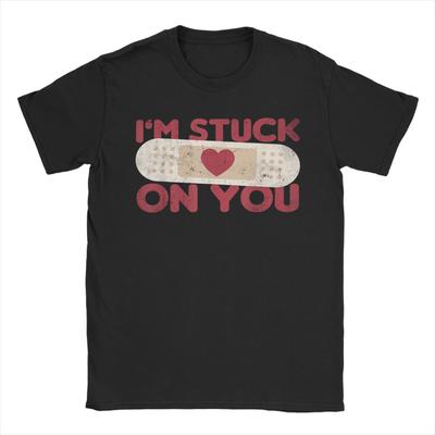 Im Stuck On You  Band Aid Pun Saying Nurse Unisexs T Shirts  Creative Tees Short Sleeve Crew Neck TShirt 100 Cotton Clothing