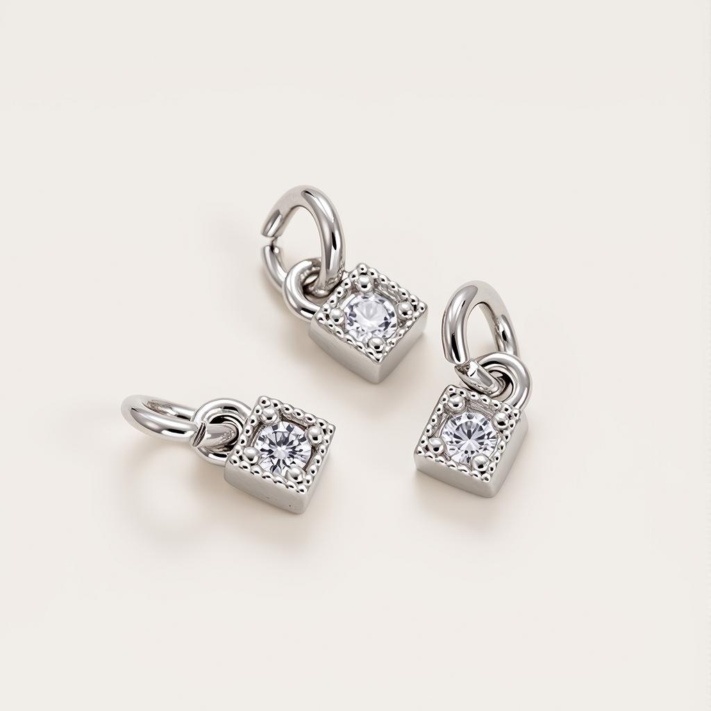 2Pcs 14/18K Gold Color Plated Copper Square Shape Pendants with Zircon for DIY Bracelets Necklace Jewelry Making Accessories