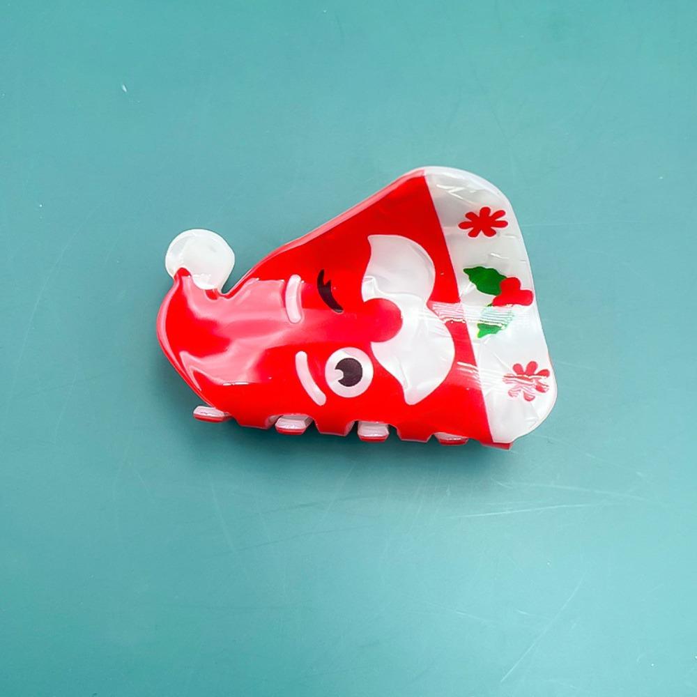 Acrylic Red Cap Claw Clip Cartoon Snowman Hairpin Personalized Christmas Hair Claw  Woman