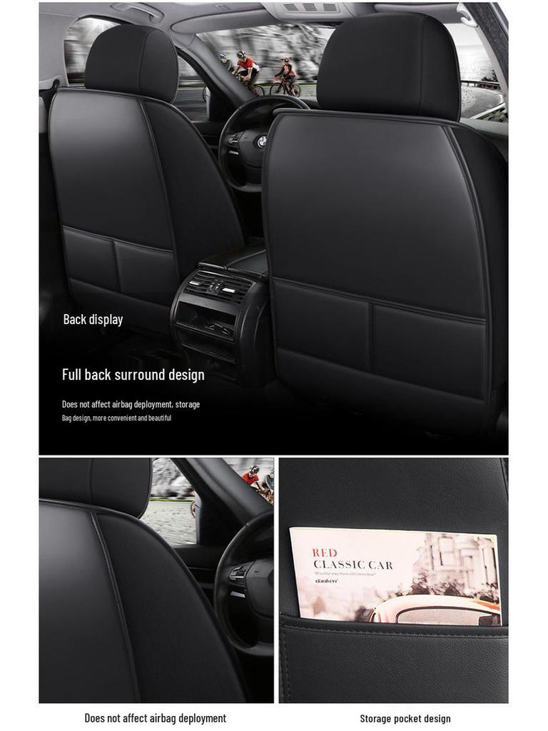 Leather Car Seat Cushion - All-Season Full Surround Cover for Sedans