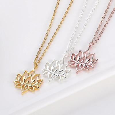 Lotus çiçeği kolye kadınlar için budizmlotus dekorasyon Lotus kolye kolye Boho moda takı estetik aksesuarları hediye