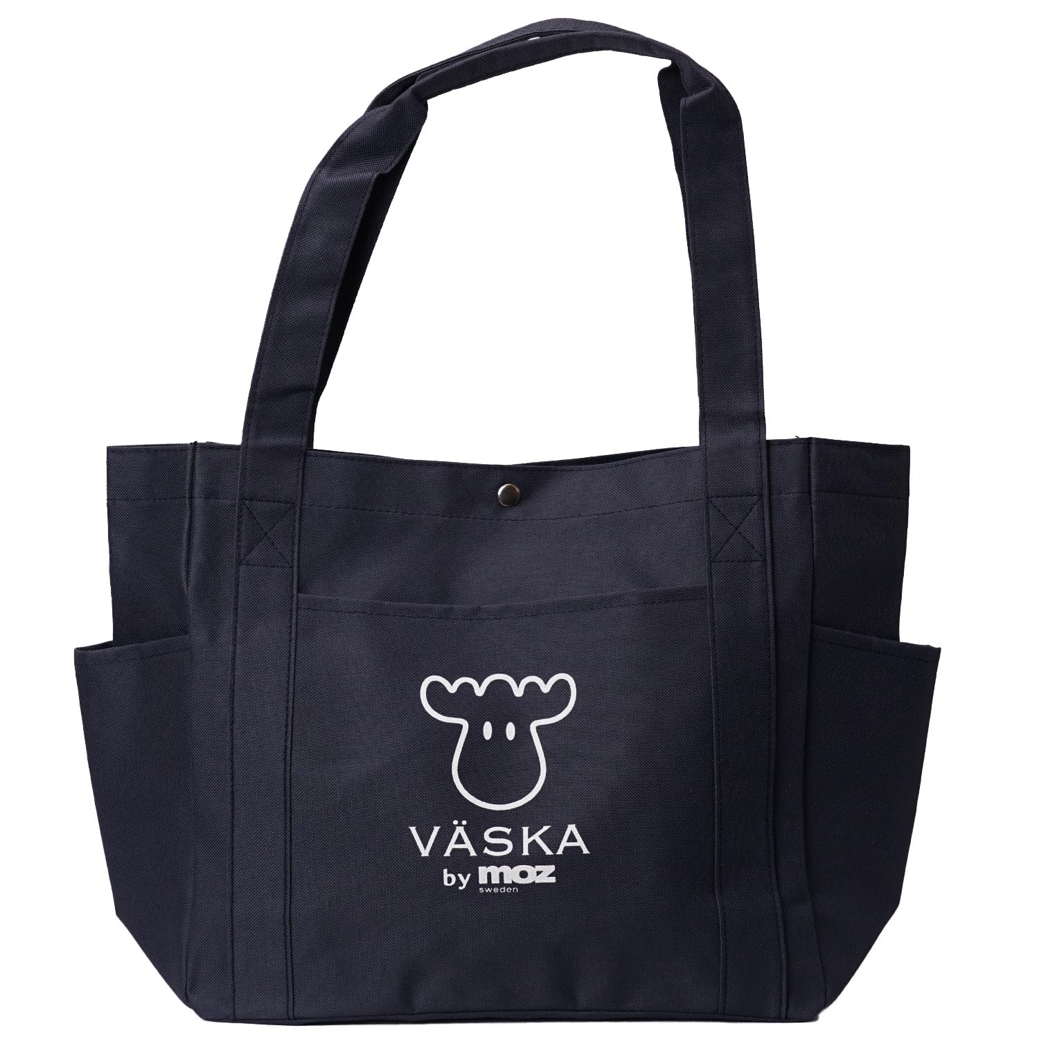 

VASKA by moz Women s VSME-01A Navy Blue Tote Bag with Side Pockets, Perfect for Everyday Use, Swedish Elk Design