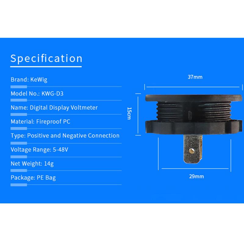5V-48V DC Digital Panel Voltmeter Voltage Meter Tester LED Display For Car Auto Motorcycle Boat ATV Truck Refit Accessories