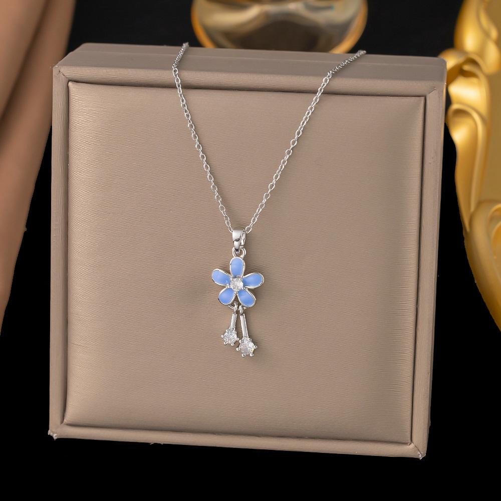 2025 Sommer Rote Kirsche Anhänger Halskette - Japanisch & Koreanisch Inspiriert Leichter Luxus Schlüsselbeinkette für Damen, Titanstahl.