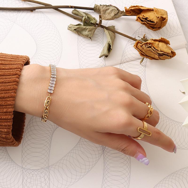Geometric Zircon Patchwork Necklace & Bracelet Set