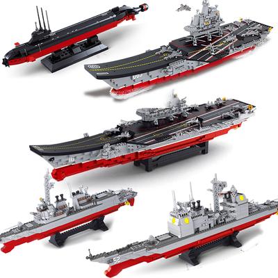 Sluban Warship Military Battle Ship Boat Model Building Aircrafted Carrier Destroyer Sets Weapon Bricks Creativ Kits Blocks Toys