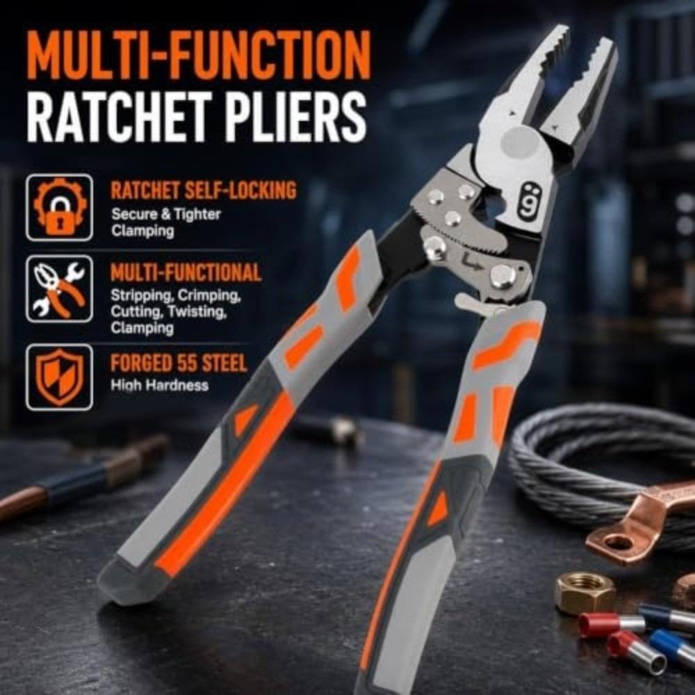 with Ratchet Self-Locking Ratchet Pliers Steel Combination Pliers New Wire Cutters Wire Shearing