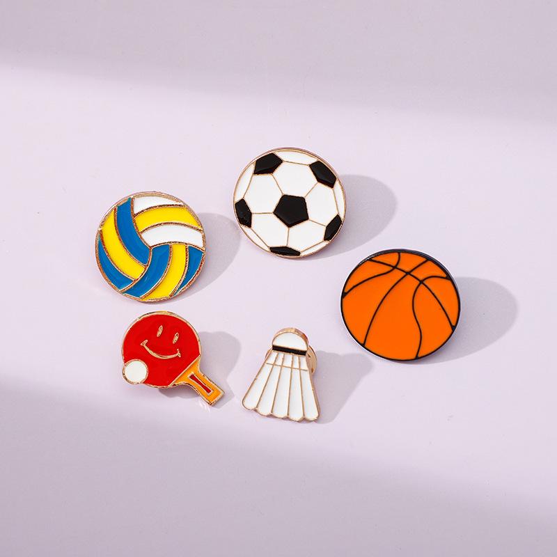 Sports Style Metal Accessories: Football, Basketball, Badminton, Volleyball Badges for Men and Women