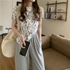 New Korean Style Slim and Slim Tie-dyed Top Irregular Slanted Fork Short-sleeved T-shirt for Women