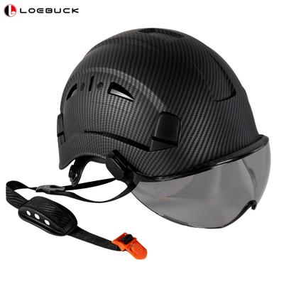 LOEBUCK Schutzhelm mit Karbonfaser-Muster, Schutzhelme, Bauhelm mit Bauzulassung, ANSI Z89.1, verstellbarer, belüfteter Schutzhelm für Männer und Frauen,