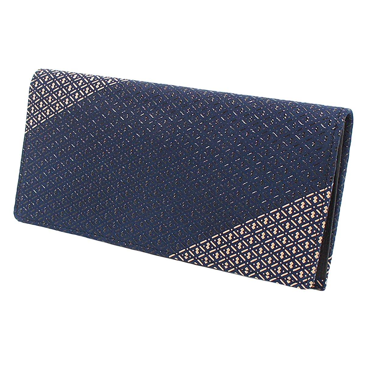 

Inden long wallet without coin purse thin deerskin Ihori gourd pattern navy blue x black and white lacquer 8211 [Indenya]