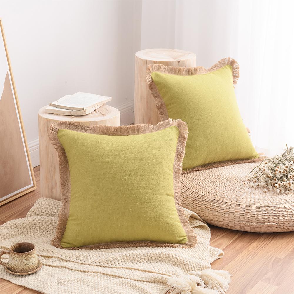 Cotton And Linen Pillow Case Sofa Cushion Nordic Ins Style Thickened Waist Pillow Solid Color Linen Back Pillow Quality