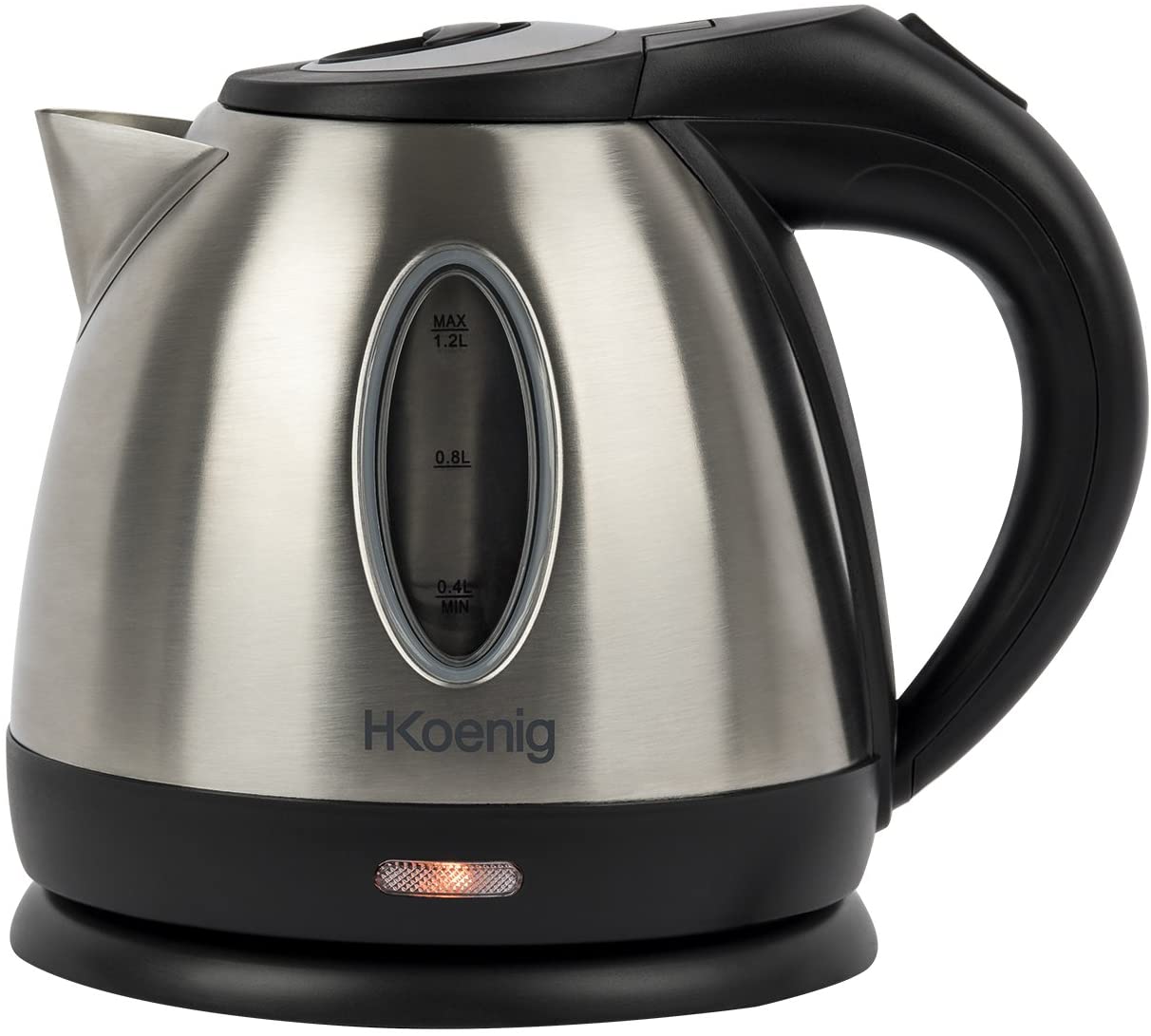 H.Koenig BO12 Bollitore elettrico piccolo, 1630 W, nero/acciaio inossidabile