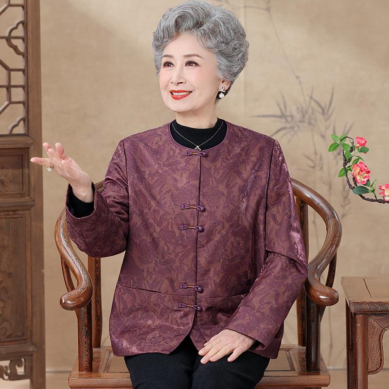 

Grandma-Style Wool Coat: Women s Autumn/Winter Tang Suit, Short Cotton Jacket for Elderly Ladies 4XL (135-150 jin)