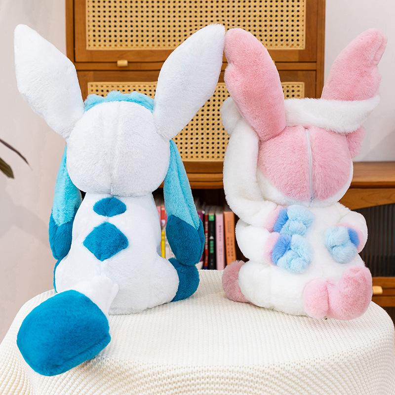 40/80cm Cartoon Large Sylveon Glaceon Plush Toys Pillow Doll Cute Ornament Stuffed Plushie Eevee Gift for Kids