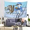 Mordecai And Rigby Pizza And Video Games Tapestry Wall Hanging Aesthetic Home Decoration Tapestries for Living Room Bedroom