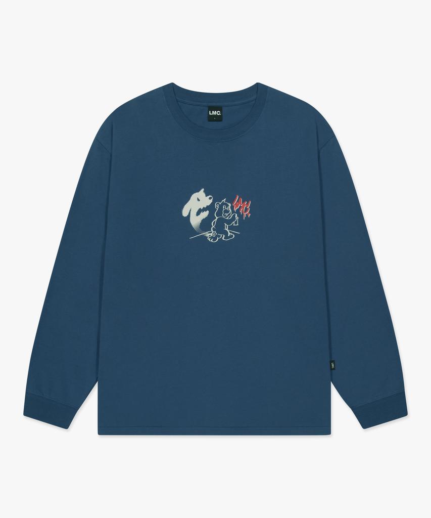 LMC Sketch Bear Long Slv Tee Vintage Blue