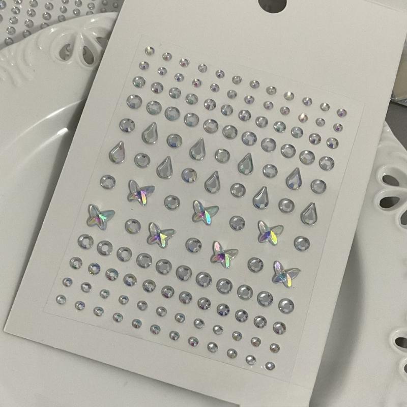 Neue Strass-Schmetterlings-Gesichtsaufkleber mit Perlen, temporäre Tattoo-Aufkleber, langlebig, wasserdicht, Glitzer-Lidschatten, Körper für Festival-Make-up