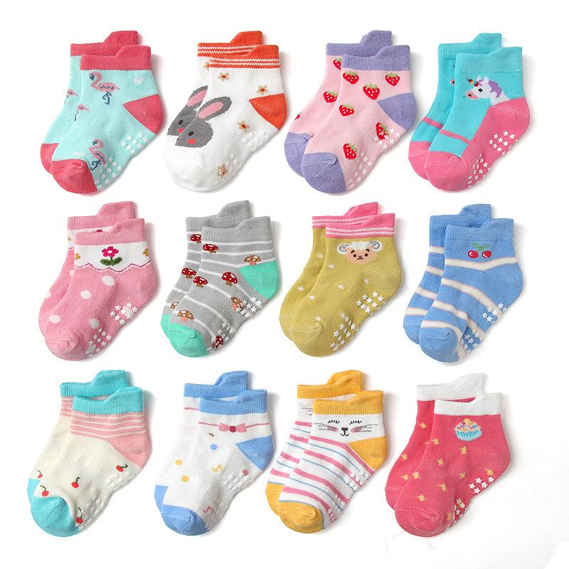 

Cartoon Non-Slip Breathable Cotton Socks for Toddlers, Unisex, Ages 1-3 12-14 (Age 1-3)