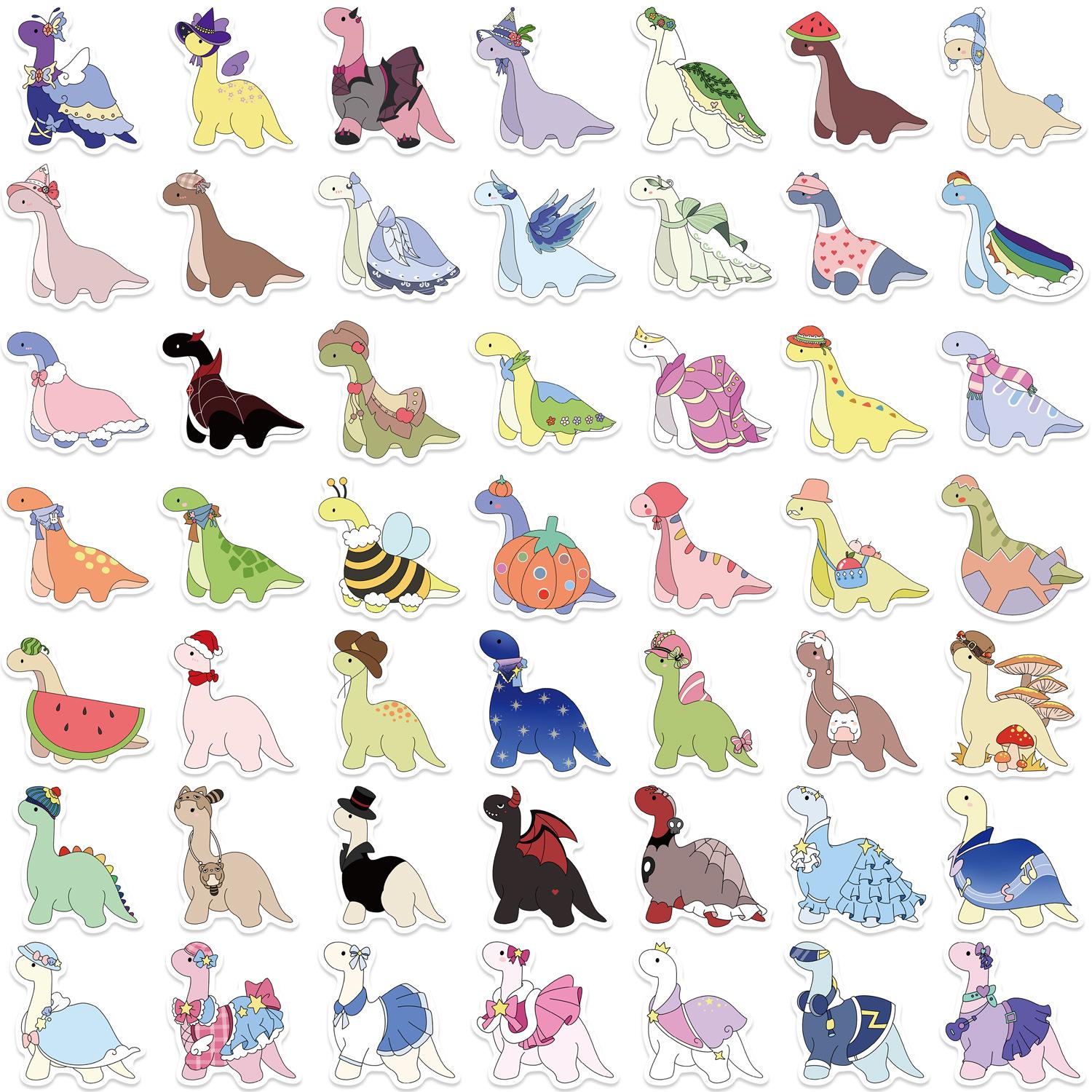 

50 Cartoon Long-neck Dinosaur Graffiti Stickers Decorate Guitar Notebook Suitcase DIY Waterproof