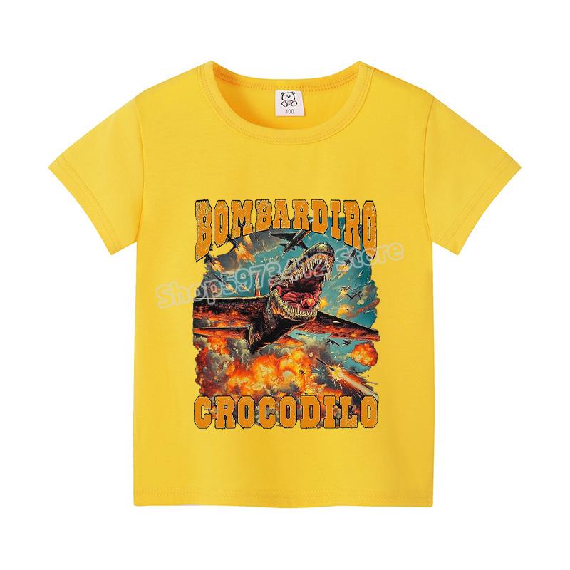 Italian Brainrot Color T-shirt Summer Short Sleeved Boys' Cute Clothes Children's Anime Top Cartoon Digital T-shirt Gift