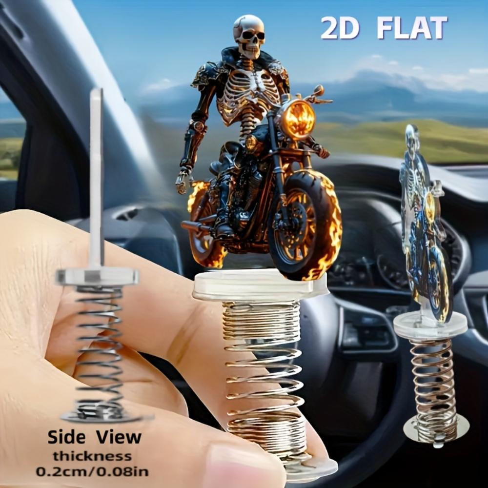 2D Flat Skull Rider Car Dashboard Spring Decoration: 2D Car Car Dashboard Decoration, Desktop Decoration, Halloween Decoration