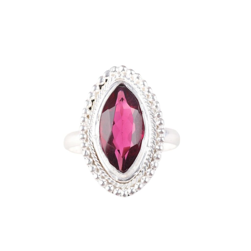Pink Rubellite Gemstone 925 Sterling Silver Stylish Jewelry Wedding Ring For Her RR-26-12