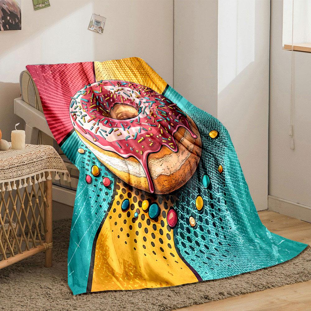Pop Art Donut Delight Print Blanket Soft and Cozy Perfect for the Living Room Bed Sofa or a Nap,gift