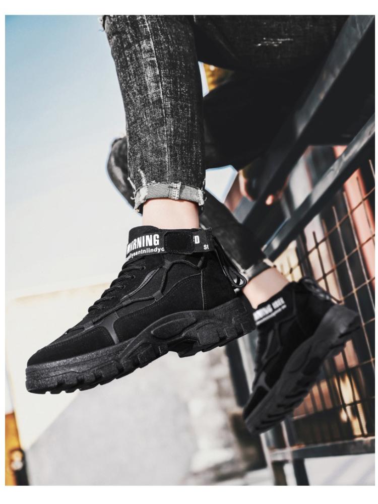 Moda 2025 Nowe Męskie Czarne Taktyczne Buty Outdoor Antypoślizgowe Lekkie Buty Robocze Trwałe Wygodne Średniej Wysokości Casualowe Sneakersy do Pracy
