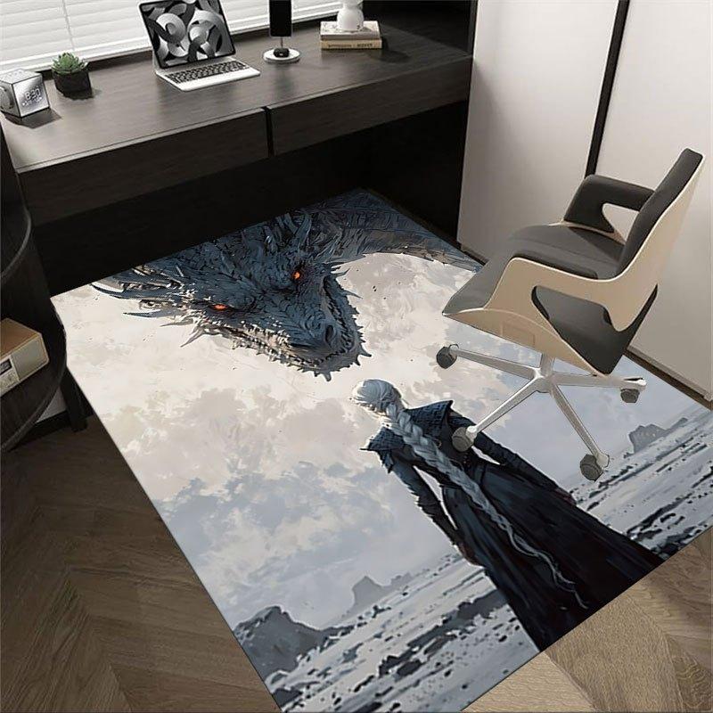 

1pc Fire and Blood Office Carpet Chair Mats, Home Decor Mat | Fantasy Theme Mat | Durable Mat, Dragon DecorB14 60cm by 90cm