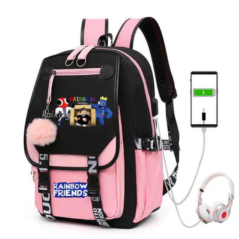 Usb Girls Backpack Rainbowfriends School Bag Young Ladies Travel Bag