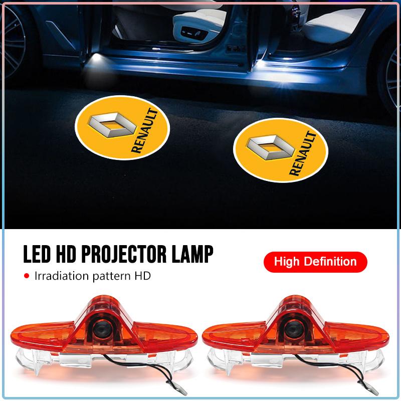 2Pcs LED Car Door Ghost Shadow Projector Light Wireless Auto Welcome Logo Lamp for Renault Dacia DUSTER Megane 2 3 Clio 4 Captur Kadjar Fluence