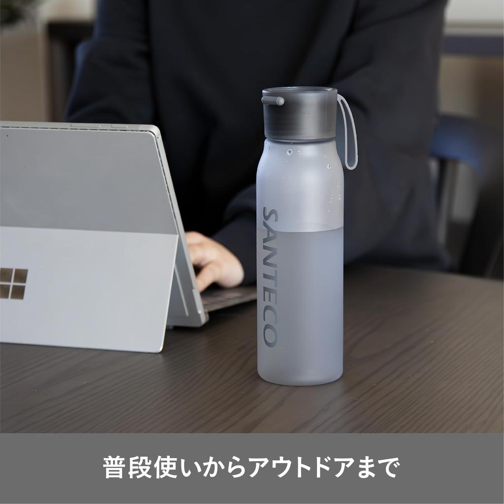 CB Japan Ordinary Bottle 550, SANTECO, 550ml Water Bottle with Strap, Rubberized Finish [Mist Khaki], Direct Drinking, Cold Water Only