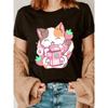 Casual Cat Print Crew Neck T-Shirt | Women's Short Sleeve Spring & Summer