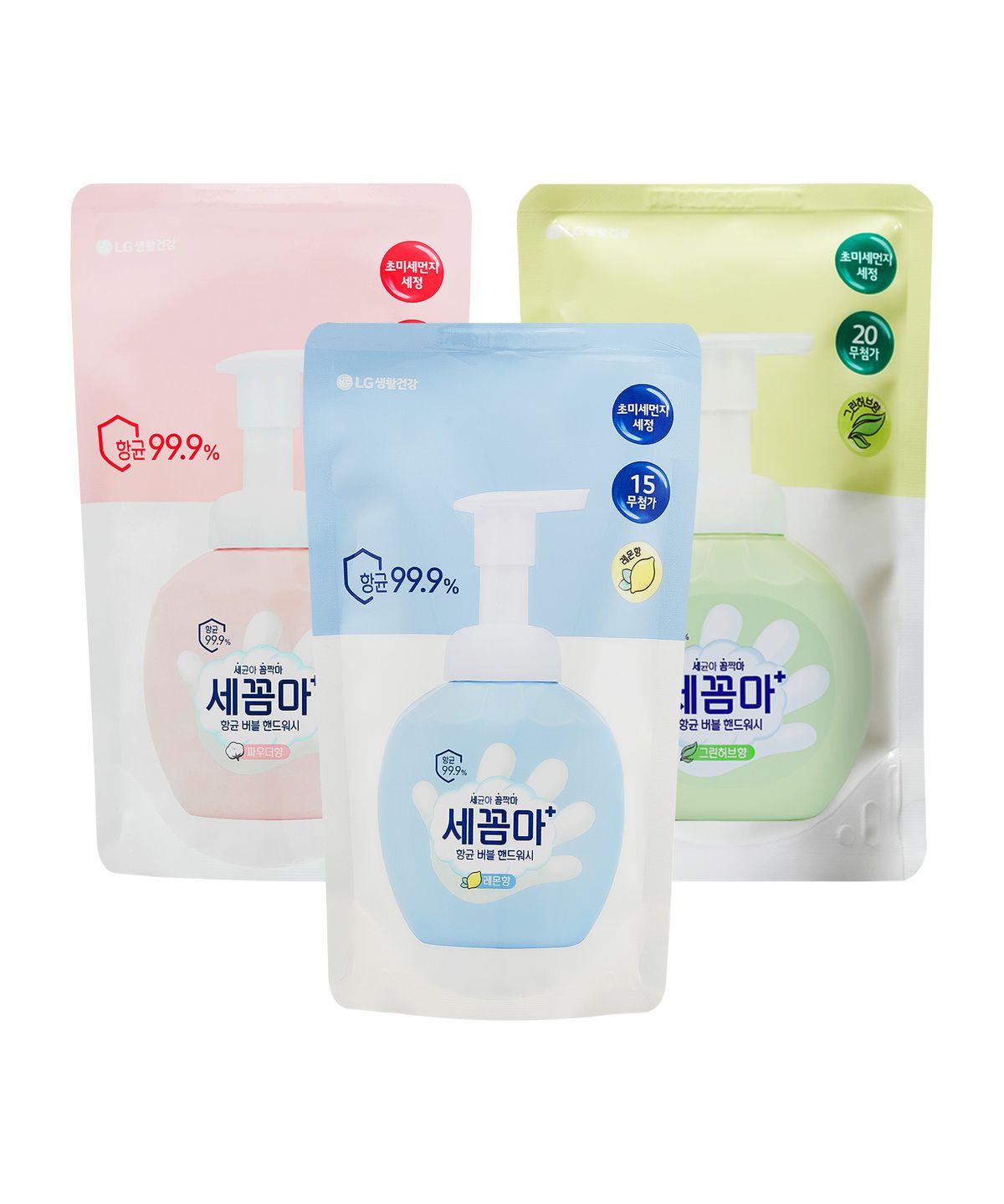 Sekkomma Bubble Antibacterial Hand Wash Refill 200ml x 3 (Powder/Lemon/Green Herb - Choose 1) Green Hub